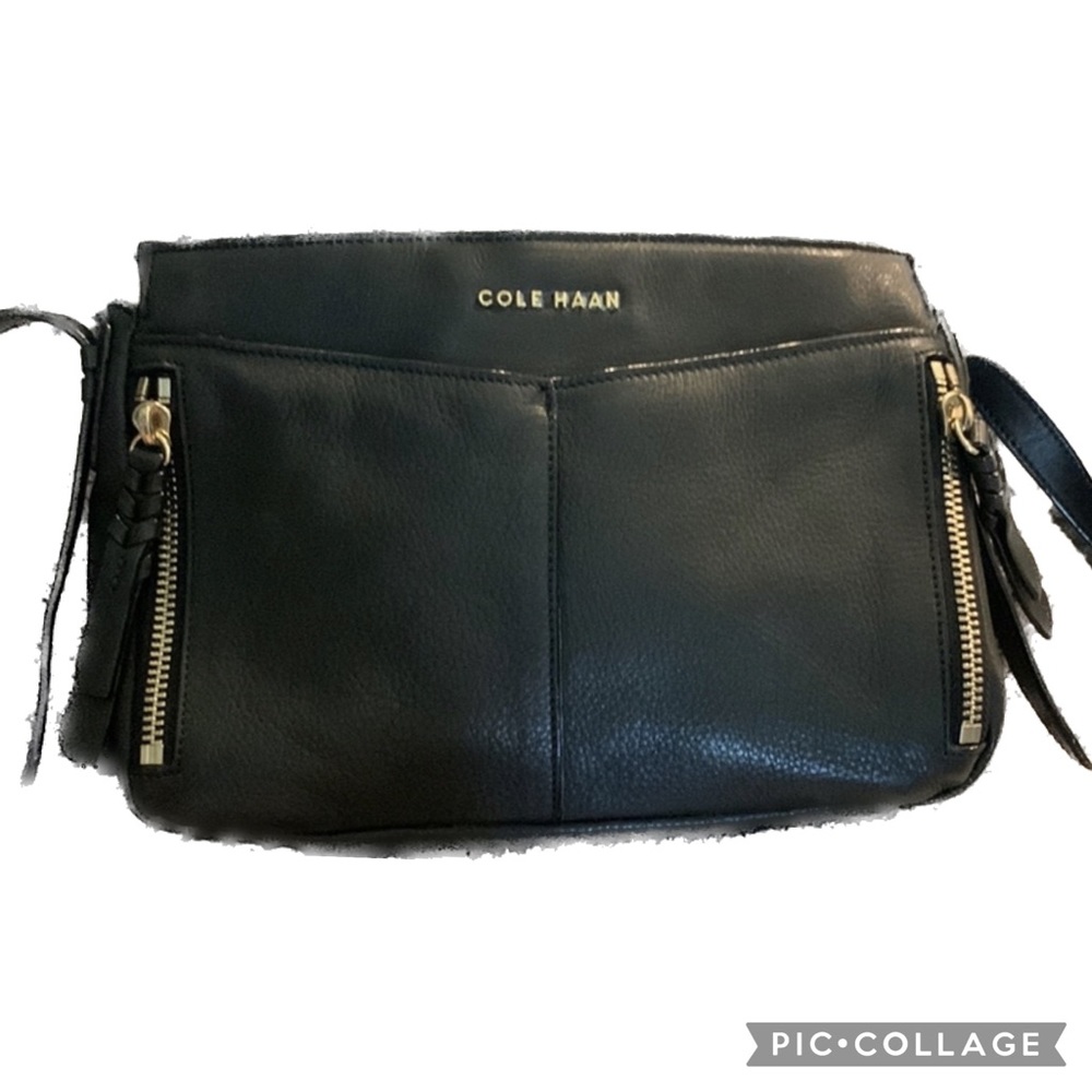 Cole Hann black leather crossbody